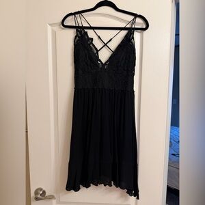 A Fathers love Elegant Black Lace Dress
